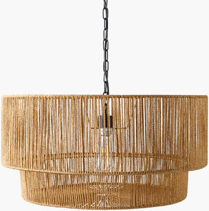 Surya Hascombe Pendant Lighting - 25"L X 25"W X 83"H Rustic Industrial Design For Cozy Home Illumination Fixture, Black,Shade, Brown,Cord, Black Paper Hsb-001