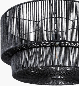 Surya Hascombe Pendant Lighting - 25"L X 25"W X 83"H Rustic Industrial Design For Cozy Home Illumination Fixture, Black,Shade, Black,Cord, Black Paper Hsb-002