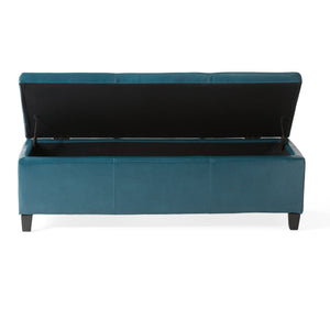 English Elm Glouster Bench Style Pu Leather Storage Ottoman with Soft Close Lid for Bedroom Teal 57742.00TEL