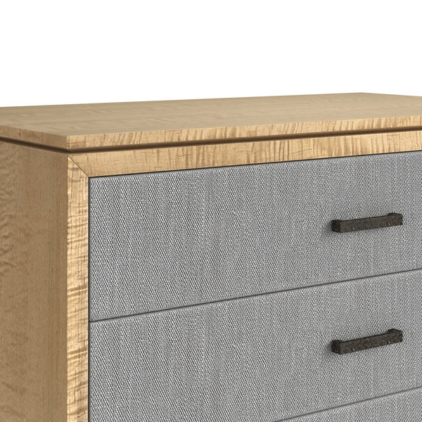 A.R.T. Furniture Loft 3 Drawer Bedside Chest In Figured Maple With Textured Gray Fabric – Stylish And Functional Storage Gray Material(S), Poplar,Rubberwood,Fabric 335148-1911