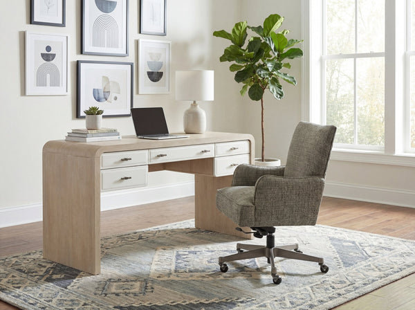Hooker Furniture Quinn Polyester Upholstered Executive Office Chair with Swivel Tilt and Pewter Metal Base EC426-400