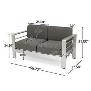 English Elm Christopher Knight Home® - CAPE Coral KD Loveseat with Aluminum Frame, Water-Resistant Cushions, 600lb Capacity, Compact khaki 56348.00