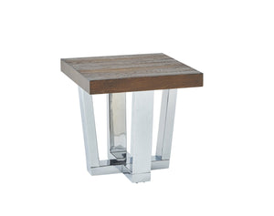English Elm Steve Silver - Laredo Side Table - Rustic Modern Charm With Chestnut Finish & Sleek Chrome Base For Any Space B081P157761-GIGA