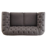 Homelegance By Top-Line Pietro Tufted Chesterfield Loveseat Dark Grey Linen