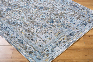 Livabliss Hassler Traditional Fringe Square Area Rug Polypropylene Blend for Formal Living Rooms Light Slate, Ch 6'7" x 6'7" HSL2301-67RD