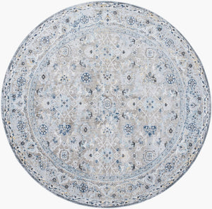 Livabliss Hassler Traditional Fringe Square Area Rug Polypropylene Blend for Formal Living Rooms Light Slate, Ch 6'7" x 6'7" HSL2301-67RD