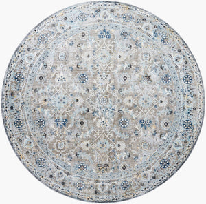 Livabliss Hassler Traditional Fringe Square Area Rug Polypropylene Blend for Formal Living Rooms Light Slate, Ch 7'10" x 7'10" HSL2301-710RD