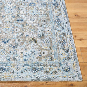Livabliss Hassler Traditional Fringe Square Area Rug Polypropylene Blend for Formal Living Rooms Light Slate, Ch 6'7" x 6'7" HSL2301-67RD