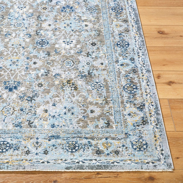Livabliss Hassler Traditional Fringe Square Area Rug Polypropylene Blend for Formal Living Rooms Light Slate, Ch 6'7" x 6'7" HSL2301-67RD