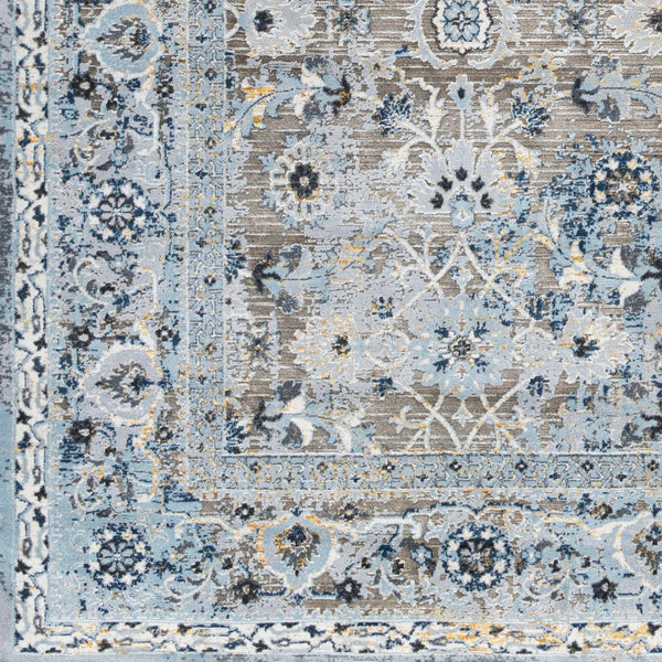 Livabliss Hassler Traditional Fringe Square Area Rug Polypropylene Blend for Formal Living Rooms Light Slate, Ch 6'7" x 6'7" HSL2301-67RD