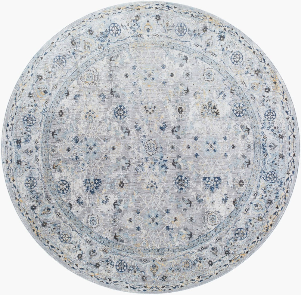 Livabliss Hassler Traditional Pattern Square Area Rug Polypropylene Blend for Living Room Light Slate, Du 6'7" x 6'7" HSL2302-67RD