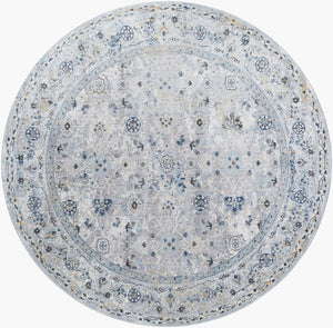 Livabliss Hassler Traditional Pattern Square Area Rug Polypropylene Blend for Living Room Light Slate, Du 6'7" x 6'7" HSL2302-67RD