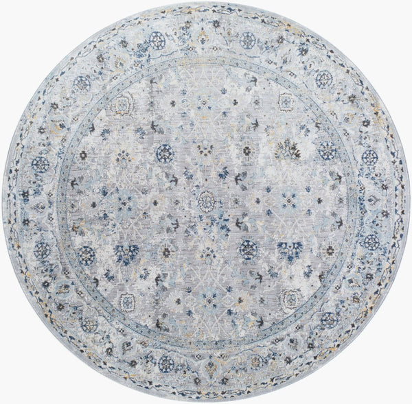 Livabliss Hassler Traditional Pattern Square Area Rug Polypropylene Blend for Living Room Light Slate, Du 6'7" x 6'7" HSL2302-67RD