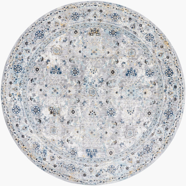 Livabliss Hassler Traditional Pattern Square Area Rug Polypropylene Blend for Living Room Light Slate, Du 7'10" x 7'10" HSL2302-710RD