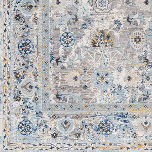 Livabliss Hassler Traditional Pattern Square Area Rug Polypropylene Blend for Living Room Light Slate, Du 7'10" x 7'10" HSL2302-710RD