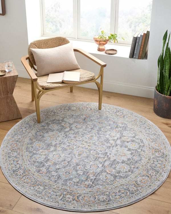 Livabliss Hassler Traditional Persian European Area Rug Machine Woven for Living and Dining Rooms Light Slate, Du 7'10" x 7'10" HSL2304-710RD
