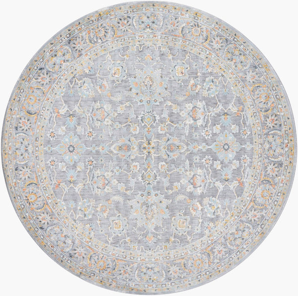 Livabliss Hassler Traditional Persian European Area Rug Machine Woven for Living and Dining Rooms Light Slate, Du 7'10" x 7'10" HSL2304-710RD