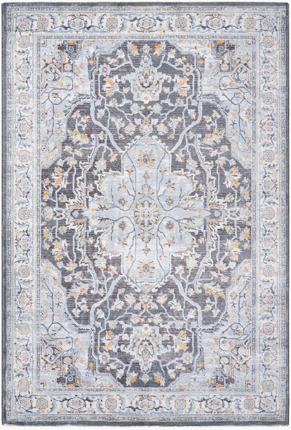 Livabliss Hassler Traditional Square Area Rug Machine Woven Polypropylene for Living Dining Rooms Charcoal, Black 9' x 12'2" HSL2305-9122