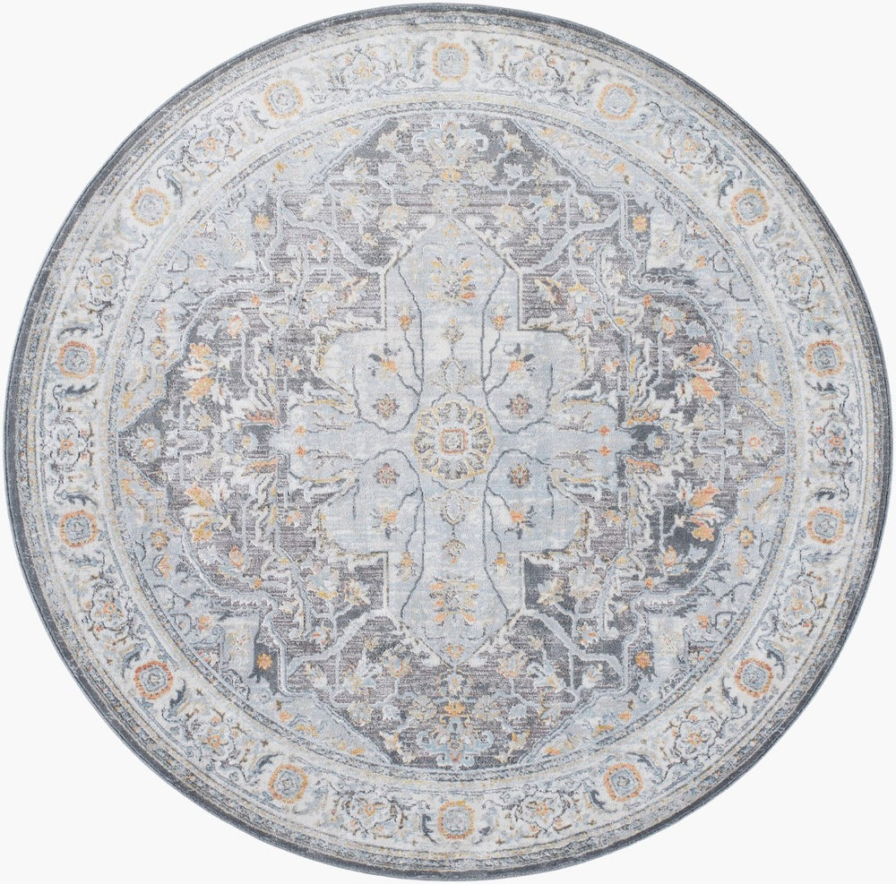 Livabliss Hassler Traditional Square Area Rug Machine Woven Polypropylene for Living Dining Rooms Charcoal, Black 6'7" x 6'7" HSL2305-67RD