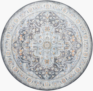 Livabliss Hassler Traditional Square Area Rug Machine Woven Polypropylene for Living Dining Rooms Charcoal, Black 7'10" x 7'10" HSL2305-710RD