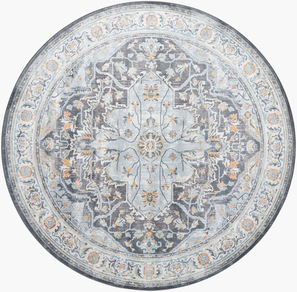Livabliss Hassler Traditional Square Area Rug Machine Woven Polypropylene for Living Dining Rooms Charcoal, Black 7'10" x 7'10" HSL2305-710RD