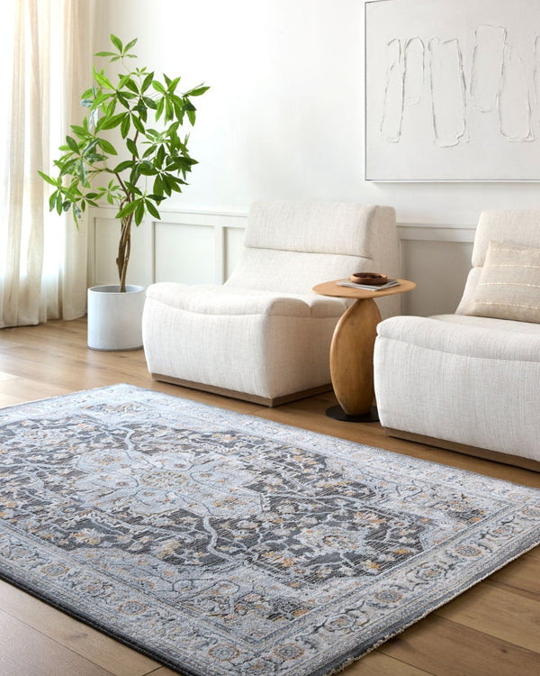 Livabliss Hassler Traditional Square Area Rug Machine Woven Polypropylene for Living Dining Rooms Charcoal, Black 9' x 12'2" HSL2305-9122
