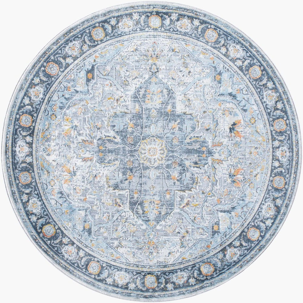Livabliss Hassler Traditional Machine Woven Polypropylene Area Rug for Living and Dining Rooms Light Slate, Ch 6'7" x 6'7" HSL2307-67RD