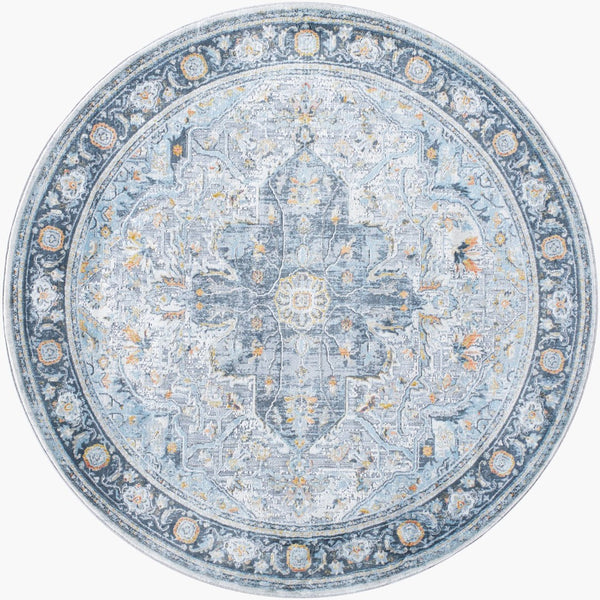 Livabliss Hassler Traditional Machine Woven Polypropylene Area Rug for Living and Dining Rooms Light Slate, Ch 6'7" x 6'7" HSL2307-67RD