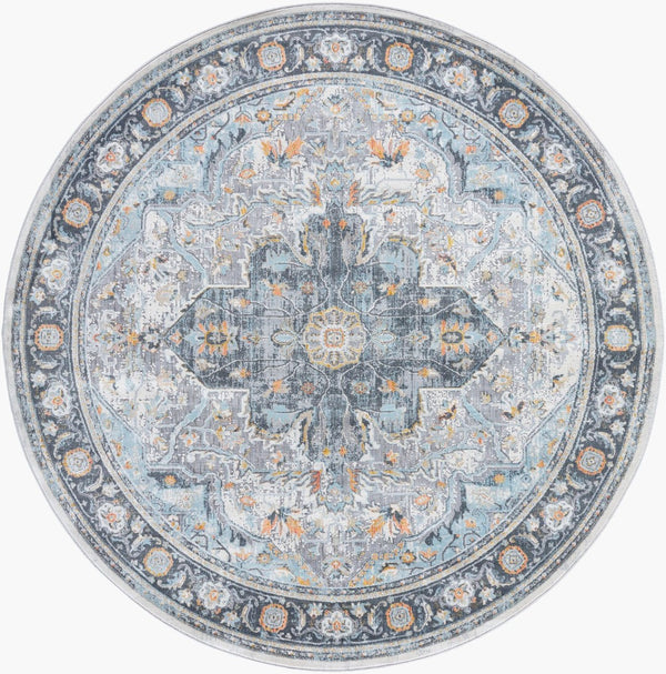 Livabliss Hassler Traditional Machine Woven Polypropylene Area Rug for Living and Dining Rooms Light Slate, Ch 7'10" x 7'10" HSL2307-710RD