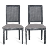 Christopher Knight Home® - Noble House - Regina French Country Wood and Cane Upholstered Dining Chair (Set of 2)