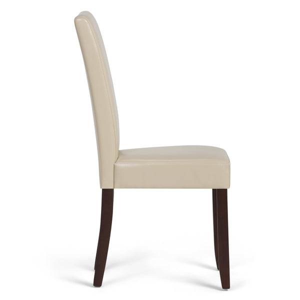 English Elm Acadian Parson Dining Chair Set Of 2 - Luxurious Satin Cream Vegan Leather For Stylish Comfort B136P159792