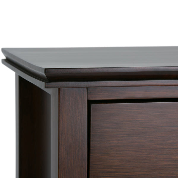English Elm Artisan Russet Brown Bedside Table - Handcrafted Solid Wood, Drawer & Shelf, Transitional Design B136P159475