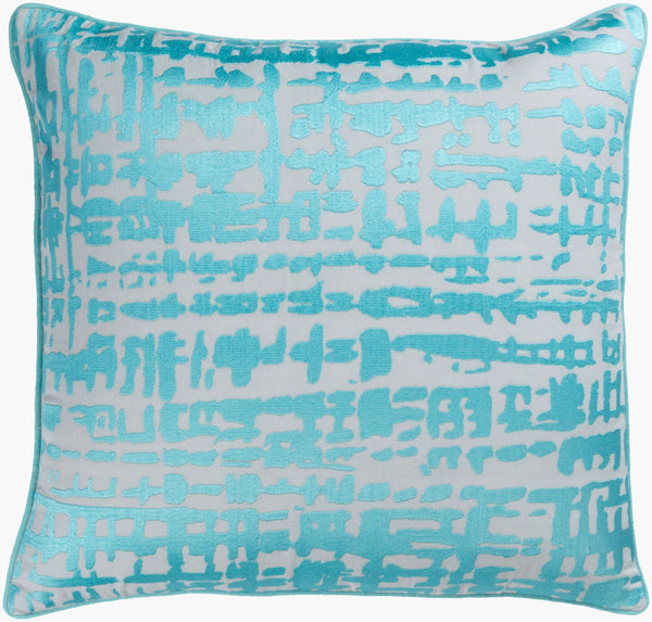 Surya Hessian 18" Accent Pillow - Durable Linen & Cotton Blend, Modern Design For Timeless Home Decor Aqua Linen,Cotton Hss004-2020