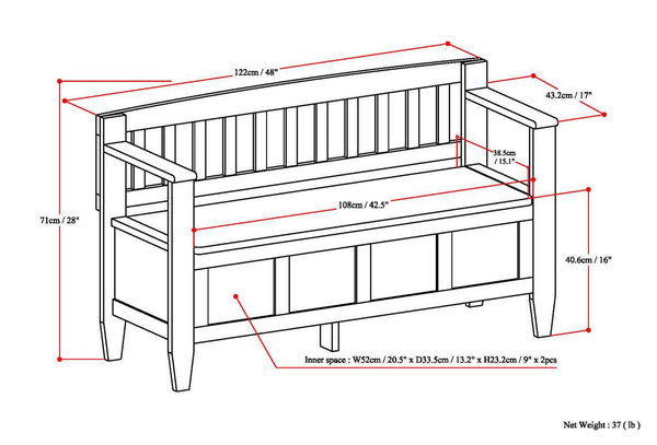 English Elm Brooklyn Handcrafted Entryway Storage Bench - Stylish Seating With Concealed Storage For Home Use B136P158495