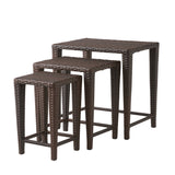 Christopher Knight Home® - Noble House - Outdoor Brown Wicker Nested Tables (Set Of 3)