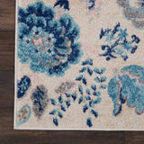 Nourison Tranquil TRA02 Machine Made Power-loomed No Border Indoor Only Farmhouse Vintage Rug Ivory,Light Blue, Blue and White 100% Polypropylene 99446483744