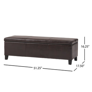 English Elm Glouster Bench Style Pu Leather Storage Ottoman with Soft Close Lid for Bedroom Brown 57742.00BRN