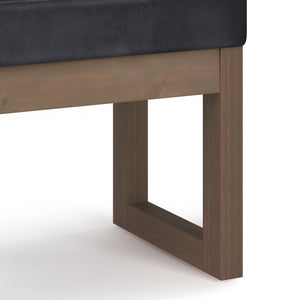 English Elm Milltown Small Ottoman Bench - Distressed Black Vegan Leather Footstool For Modern Interiors B136P159084