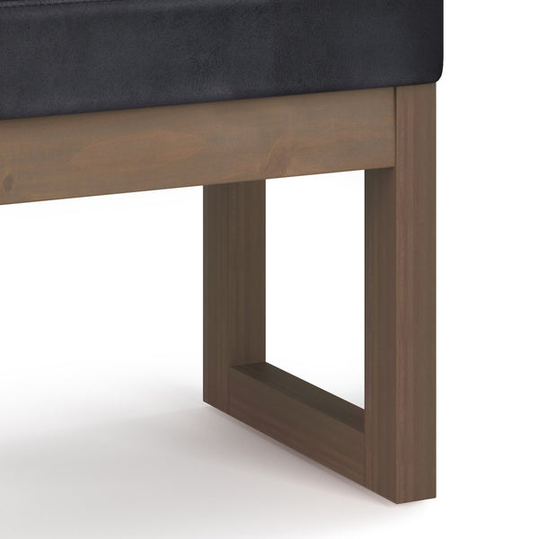 English Elm Milltown Small Ottoman Bench - Distressed Black Vegan Leather Footstool For Modern Interiors B136P159084