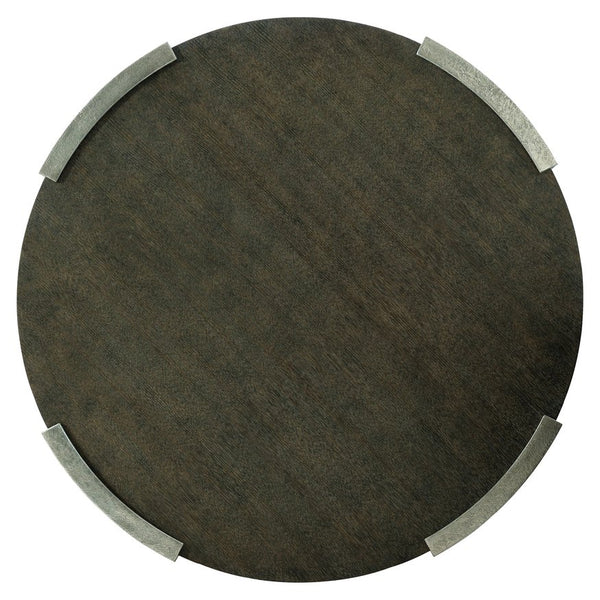 Bernhardt Bernhardt Gainsford Round Sandblasted Oak Cocktail Table 61" Weathered Charcoal Top, Graphite Cast-Aluminum Legs 396014