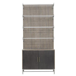 Industrial 4 Shelf Bookcase with 2 Door Cabinet Brown with River Rock Brown finish P301627 Pulaski Furniture