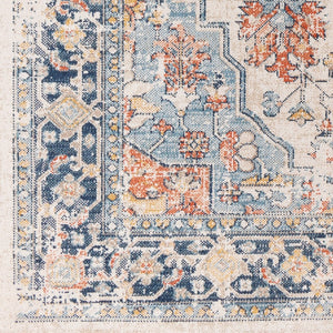 Livabliss Huntington Beach Traditional Runner Rug Polyester Low Pile for Hallway Entryway Navy, Denim 7'10" x 7'10" Round HTB2300-710RD