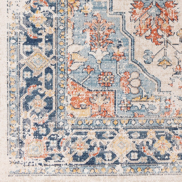 Livabliss Huntington Beach Traditional Runner Rug Polyester Low Pile for Hallway Entryway Navy, Denim 7'10" x 7'10" Round HTB2300-710RD