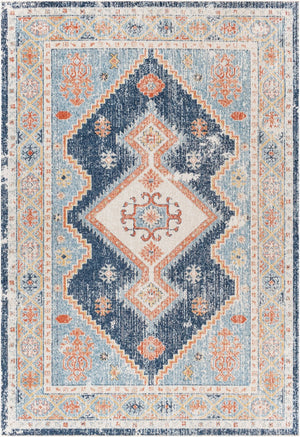 Livabliss Huntington Beach Flatweave Polyester Area Rug Bohemian Global Pattern for Living Dining Rooms Navy, Denim 6'7" x 9' HTB2303-679