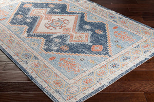 Livabliss Huntington Beach Flatweave Polyester Area Rug Bohemian Global Pattern for Living Dining Rooms Navy, Denim 6'7" x 9' HTB2303-679