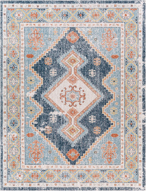 Livabliss Huntington Beach Flatweave Polyester Area Rug Bohemian Global Pattern for Living Dining Rooms Navy, Denim 7'10" x 10' HTB2303-71010