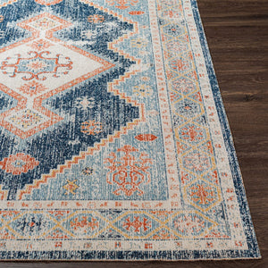 Livabliss Huntington Beach Flatweave Polyester Area Rug Bohemian Global Pattern for Living Dining Rooms Navy, Denim 6'7" x 9' HTB2303-679