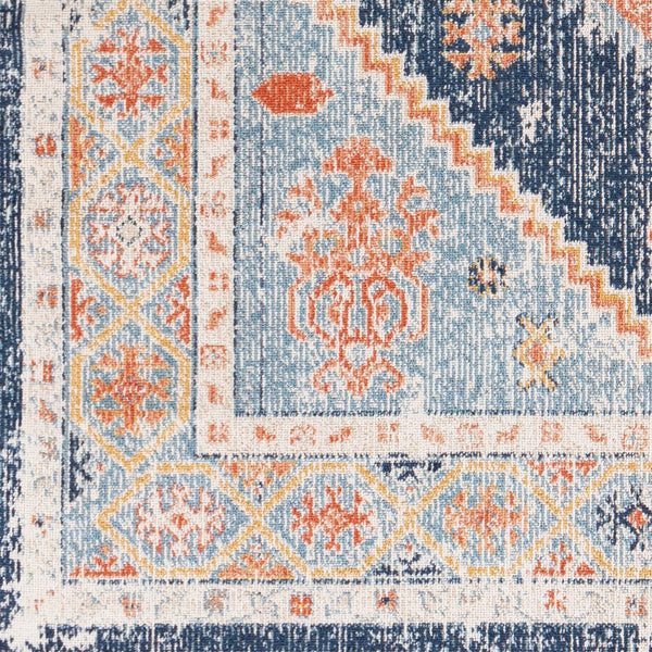 Livabliss Huntington Beach Flatweave Polyester Area Rug Bohemian Global Pattern for Living Dining Rooms Navy, Denim 6'7" x 9' HTB2303-679