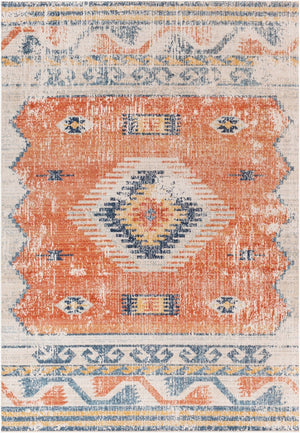 Livabliss Huntington Beach Flatweave Polyester Area Rug Turkish Woven Global Pattern Indoor Outdoor Rust, Navy 6'7" x 9' HTB2306-679