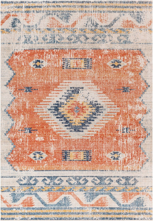 Livabliss Huntington Beach Flatweave Polyester Area Rug Turkish Woven Global Pattern Indoor Outdoor Rust, Navy 6'7" x 9' HTB2306-679